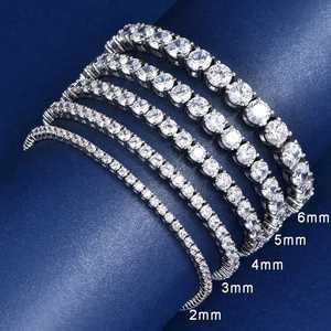 Pulsera de tenis con moissanita de corte brillante redondo de 2 mm a 6 mm para unisex, plata de ley 925, joyería fina, regalo de boda para pareja - Product Image 2