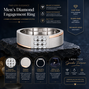 Anillo de compromiso de diamantes para hombre de 0.30 TCW |   Anillo de Oro Blanco de 14K con Diamantes de Corte Brillante, Anillo de Aniversario, Joyería Fina - Product Image 5