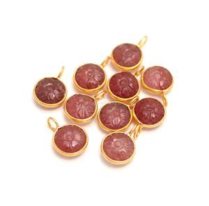 Colgante de Flor Tallada en Cuarzo Rosa Fresa Natural con Baño de Oro Vermeil y Plata de Ley 925, Gema de Fresa, Cristal Curativo - Product Image 2