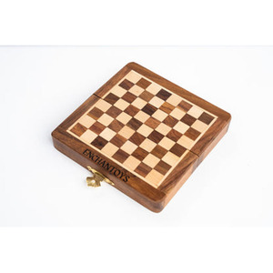 Handcrafted <b>Wooden</b> Folding <b>Chess</b> <b>Set</b> With Box Green Velvet Lined Compartments Portable Travel Board Game For Family Enjoyment - Product Image 2