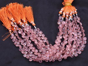 Quartz 6mm-7mm Faceted Heart Briolette Beads Natural Rare Strawberry Quartz Semiprecious Gemstone Loose Beads For Jewelry Making - Product Image 1