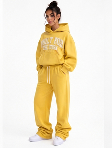 Conjunto de Sudadera con Capucha y Pantalones Deportivos para Mujer, de Algodón y Felpa, para Invierno, 500 GSM, Bordado - Product Image 3