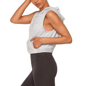 Sweat à capuche en coton sans manches pour femmes de haute qualité blanc Fitness Crop Top avec blanc fait pour l'entraînement et les vêtements décontractés - Product Image 6
