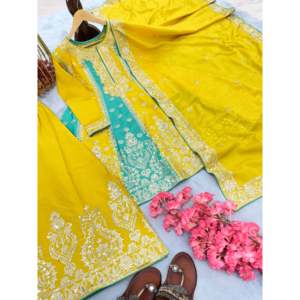 Top de fête pour femmes de créateur et ensemble Plazzo Dupatta élégant et stylé - Product Image 4