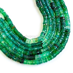 Cuentas facetadas de ónix verde natural de 5-6 mm en forma de neumático, cuentas de ónix verde sombreado en forma de hilo para la fabricación de joyas, cuentas de ónix. - Product Image 5