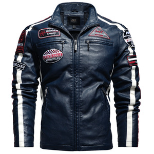 Blouson moto en cuir PU noir pour homme, à capuche, fermeture éclair, coupe ajustée, longueur standard, style hiver, décoration vintage, décontracté - Product Image 5