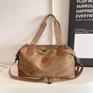 Bolsa de Viaje de Lona con Textura Lavada, Bolsa de Fin de Semana de Gran Capacidad, Equipaje de Hombro Desmontable - Product Image 5