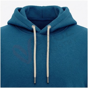 Conjunto Deportivo Azul para Hombre, Manga Larga, con Capucha y Cordón Ajustable, Color Sólido, Corte Regular, Informal, para Otoño, Transpirable, 100% Algodón - Product Image 4
