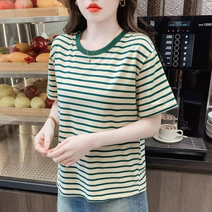 Korean Station Color Blocking Short Sleeved Women's Loose Sweet Tank <b>Tops</b> <b>Linen</b>/Cotton Breathable Eco-Friendly Wholesale - Product Image 1