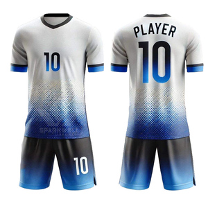 Men's Geometric Soccer Jersey Set V-Neck Short Sleeve Moisture Wicking Quick Dry Polyester Shorts Custom Team Soccer Uniform - Product Image 2