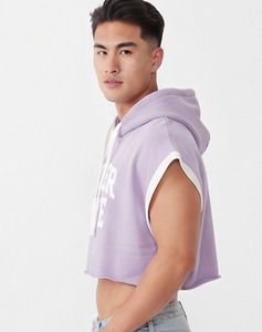 <b>Men</b> Sleeveless Crop Hoodie <b>Top</b> 100% Cotton Printed Loose Fit Running Cropped Hoodies Sleeveless Winter Crop Hoodie <b>Men's</b> - Product Image 2