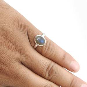 Brilliant Oval Cut <b>Labradorite</b> Gemstone <b>Ring</b> Made of 925 Sterling Silver Handmade Bohemian Jewelry Available At Reasonable Price - Product Image 4