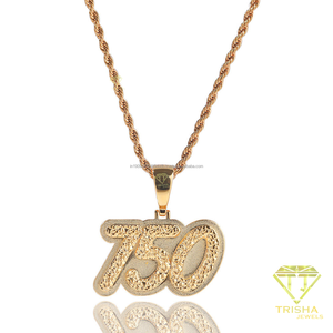 Iced Out Moissanite 750 Pendant Necklace Custom Personalized <b>Name</b> Number Jewelry Hip Hop Fashion <b>Chain</b> For Men Women - Product Image 3