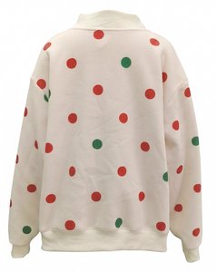 Sweat-shirt à col rond pour homme, crème, à pois, vert vintage, avec appliqué lettres, décontracté - Product Image 5