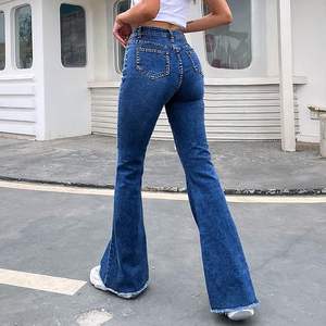 Haute qualité Vintage Street Style femmes jean jambe large Denim broderie florale Stretch mi-lavage coton Polyester Spandex - Product Image 5