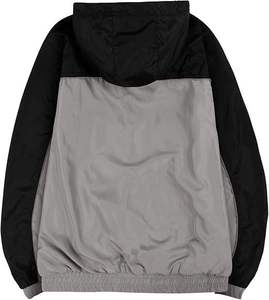 เสื้อแจ็คเก็ตกันลมมีฮู้ดสีดำเทาสำหรับผู้ชาย ซิปด้านหน้า สวมใส่สบายๆ สำหรับกิจกรรมกลางแจ้ง ฤดูใบไม้ร่วง - Product Image 4