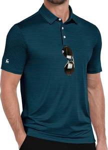 เสื้อโปโลกอล์ฟผู้ชายแขนสั้นลายทาง UPF 50+ ระบายความชื้นได้ดี เสื้อยืดคอปกพิมพ์ลายลำลองสำหรับผู้ชาย - Product Image 6
