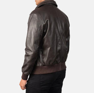 Chaqueta de Cuero Genuino para Hombre, Estilo Clásico, con Logotipo Personalizado en la Parte Delantera, Larga, Delgada, Transpirable, Impermeable y Resistente al Viento, Estilo Vintage - Product Image 2