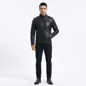 Customized High Quality Breathable Coated Autumn <b>Men</b> Women Hooded Vintage Varsity Leather Jacket Stand Collar Cow Skin Front - Product Image 1