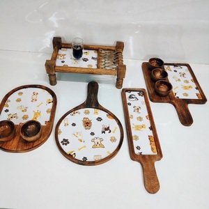 Best Selling Natural Wooden Dinnerware <b>Set</b> With Pizza Platter Chopping Board Foods Serving Tray And Platter Households Item - Product Image 2