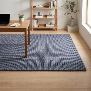 Tapis en laine grise anthracite de qualité supérieure, tissé à la main texturé, à poils moyens et bouclés, pour salon, chambre et décoration intérieure - Product Image 4
