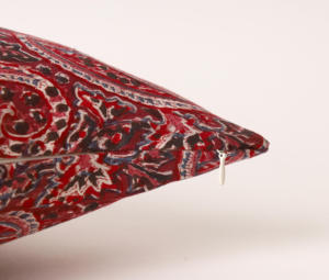 Deep <b>Red</b> Florals Cotton Washable Zipper Closure <b>Cushion</b> <b>Cover</b> Hand Block Printed Jaipur India Vintage Pattern Decorative Throw - Product Image 2