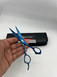 Ciseaux de coiffure professionnels en acier inoxydable japonais J2, couleur plasma bleue, avec poignée dragon et étui en cuir PU - Product Image 6