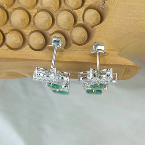 Boucles d'oreilles pendantes en or blanc avec diamants taille marquise et poire, bijoux de luxe pour mariée, élégantes pour mariage, fête, anniversaire, cadeau pour elle - Product Image 4