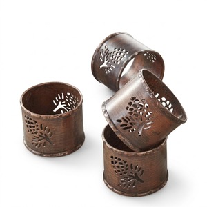 <b>Hand</b> Carved Wooden Napkin <b>Rings</b> Set For Wedding Table Decor Floral Wood Serviette <b>Holders</b> For Dinner Party & Farmhouse Kitchen - Product Image 5