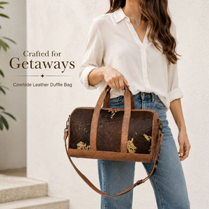 Sac de voyage en cuir de vachette véritable, fait main, vintage, grande capacité, pour week-end, pour homme et femme - Product Image 3