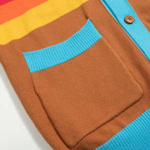 Cárdigan transpirable con cuello en V para hombre, suéter de punto con estampado gráfico, abotonado, elegante, para uso diario. - Product Image 4