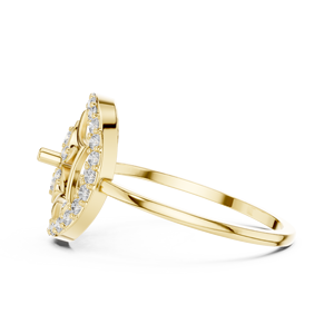 Anillo solitario minimalista de oro amarillo macizo de 14k con diamante redondo de talla brillante para mujer, ideal para compromiso, aniversario o regalo de boda. - Product Image 3