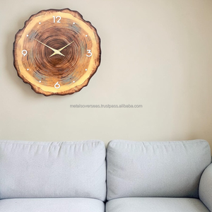Horloge murale décorative en bois, design anneau d'arbre naturel, silencieuse, sans tic-tac, pour la maison et le bureau - Product Image 4