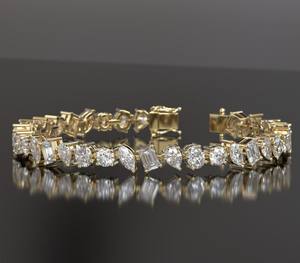 Pulsera de tenis con diamantes cultivados para mujer y hombre, chapada en oro, pulsera de perlas para bodas, moissanita - Product Image 1