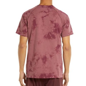 Camiseta Casual de Manga Corta con Cuello Redondo y Estampado Tie-Dye para Hombre, Tejido de Punto, Corte Regular, Color Rojo Granate - Product Image 5