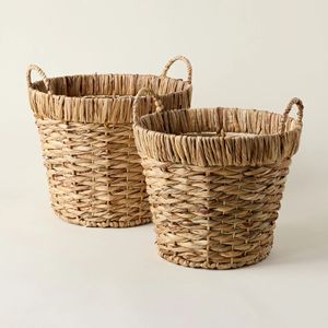 Panier de rangement en jacinthe d'eau, tressé à la main, en fibres naturelles, au prix le plus bas - Product Image 1