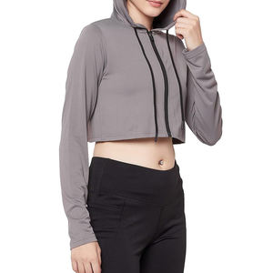 Sudadera Corta con Capucha para Mujer, Estilo Casual Urbano, Manga Larga, Tela Suave, Capucha Ajustable, Cómoda para Correr y Hacer Ejercicio - Product Image 3