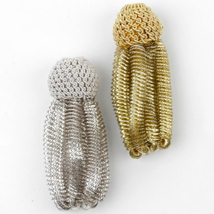 Frange à pompons en fil doré Zari fait main, écologique, pour cérémonies, pompon métallique, cordon de remise de diplôme, pompon de fixation pour toque de doctorat - Product Image 3