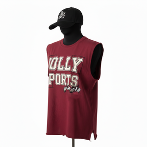 Débardeur de sport en coton respirant pour femme, avec ourlet brut et logo personnalisé – T-shirts sans manches en coton pour femme - Product Image 4
