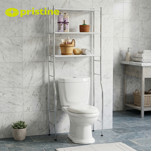 Chrome Over The Toilet 3 Tier Bathroom <b>Shelf</b> Freestanding Space Saving Storage Rack With Polished Finish - Product Image 3