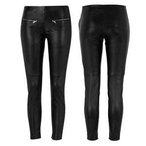 Pantalones de Cintura Alta para Mujer Talla Grande, Estilo Motero, Ajustados, de PU Negro, con Cintura Elástica, Largos, para Otoño - Product Image 6