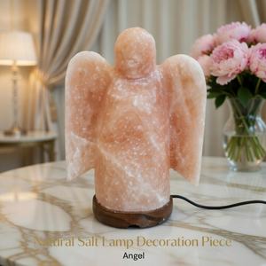 Lampe de sel rose de l'Himalaya naturelle, figurine d'ange, faite à la main, portable, purificateur d'air, veilleuse, énergie curative, article cadeau - Product Image 2
