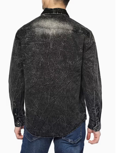Camisa de Mezclilla Ajustada para Hombre TRIBON SPORTS, Estilo Casual con Botones, Algodón Transpirable, Bolsillos en el Pecho, OEM ODM, Ropa al por Mayor - Product Image 2
