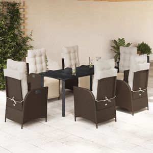Set da Pranzo da Giardino in Rattan Marrone per 6 Persone, Resistente alle Intemperie, Design Contemporaneo - Product Image 1