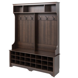 Teak <b>wood</b> hallway storage unit with <b>shoe</b> compartments (a sturdy and durable indoor storage <b>rack</b>). - Product Image 3