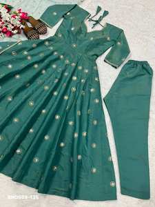 ผู้ผลิตชุดอานาร์กาลีผ้าไหมซิมมาร์แบบดั้งเดิมของอินเดีย พร้อมงานปักเลื่อมและงานปักลาย จากเมืองสุรัต - Product Image 6