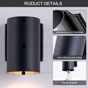 Lampada da Parete Moderna per Esterni Mirrea 7 Pollici, in Alluminio con Copertura in Vetro Temperato, Impermeabile, per Portico, Design a 2 Luci - Product Image 5