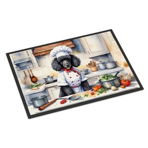 Paillasson Caniche Noir le Chef Paillasson Antidérapant Lavable Low Pile 18H X 27W pour Entrée Intérieure et Extérieure - Product Image 1