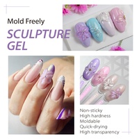 XGM NAILS HEMA TPO FREE 50ml Gel de modelage 3D transparent blanc laiteux, non collant, pour extension rapide et sculpture de fleurs