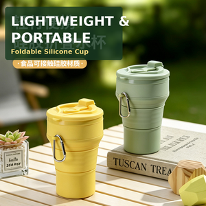 Taza de Silicona Plegable Portátil, Reutilizable, Taza de Viaje Plegable con Tapa, Ligera, para Camping, Senderismo, Actividades al Aire Libre - Product Image 2